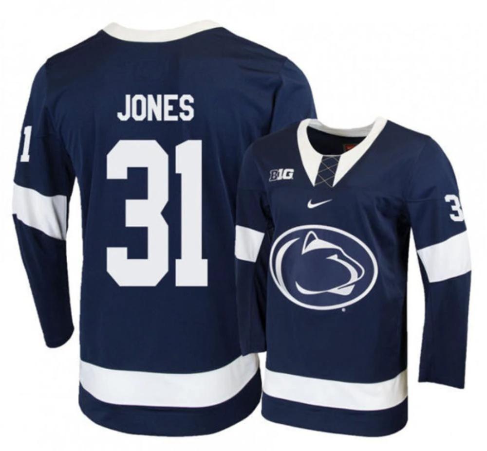 Mens Penn State Nittany Lions #31 Peyton Jones Stitched Navy Hockey Jersey by Hockey David