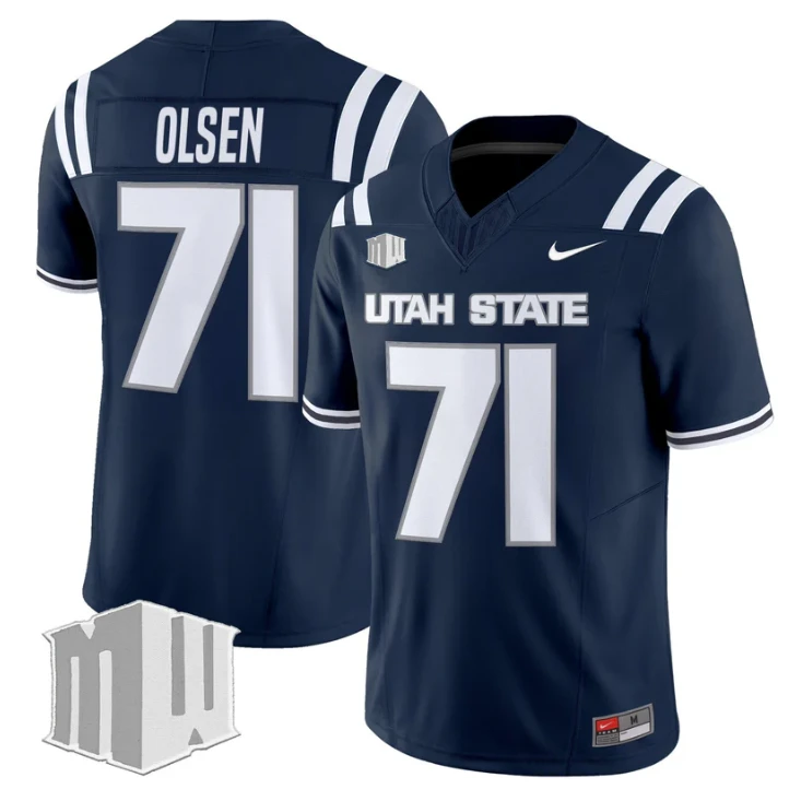 Merlin Olsen Jersey #71 Utah State Aggies 2025 Vapor Limited Stitched Navy by My Store NCAA Football Jerseys