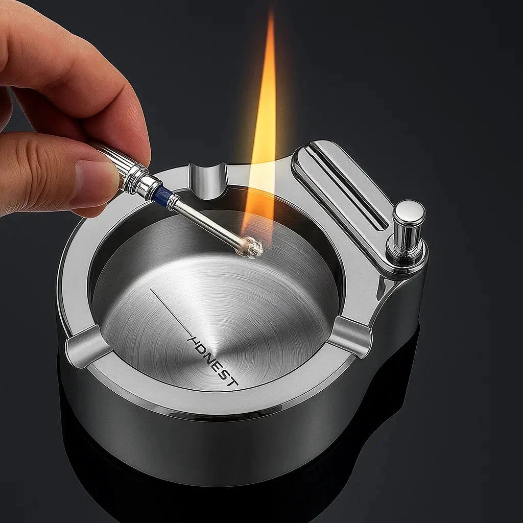 Metal ashtray with stick lighter – Elegant & refillable by BowLift