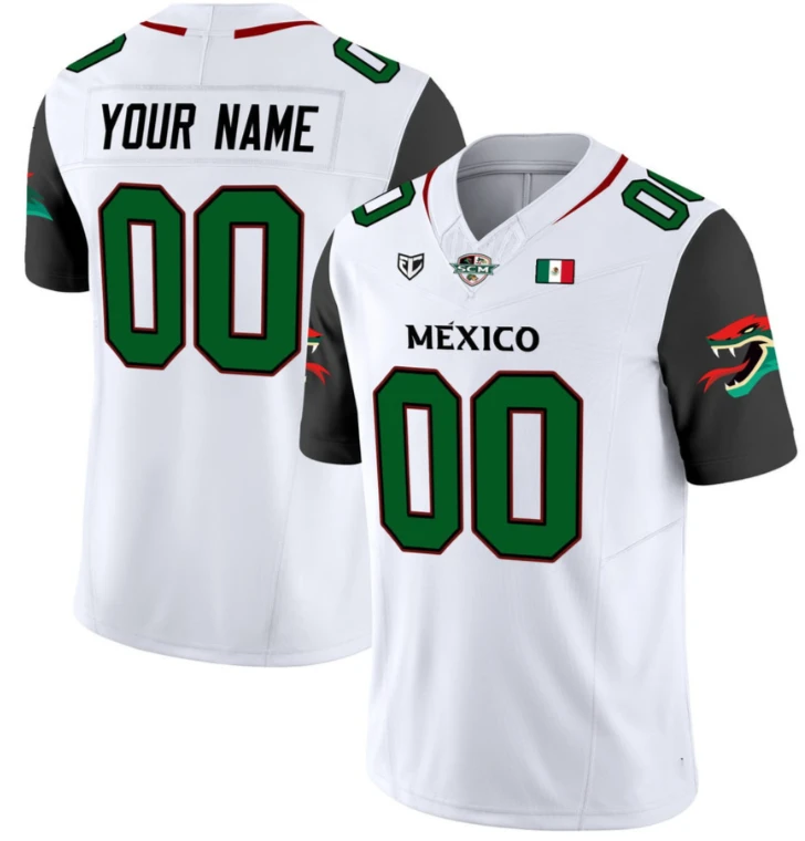 Mexico Football White Custom Jersey All Stitched by NCAA Football Jersey