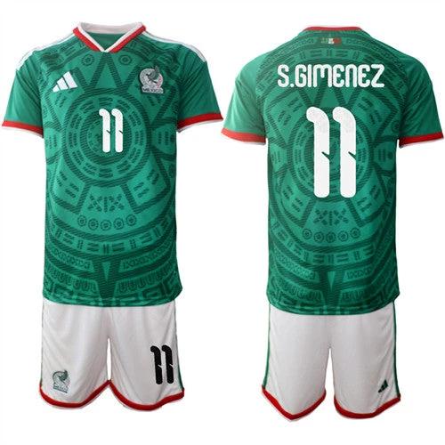 Mexico #11 S.GIMENEZ Jersey National Team x World Cup 2026 Home Green On Field Soccer by Soccer Jersey