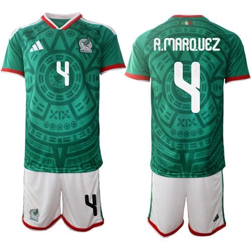 Mexico #4 R.MARQUEZ Jersey National Team x World Cup 2026 Home Green On Field Soccer by Soccer Jersey