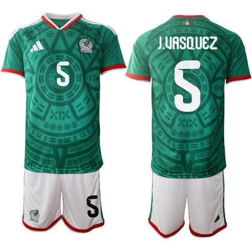 Mexico #5 J.UASQUEZ Jersey National Team x World Cup 2026 Home Green On Field Soccer by Soccer Jersey