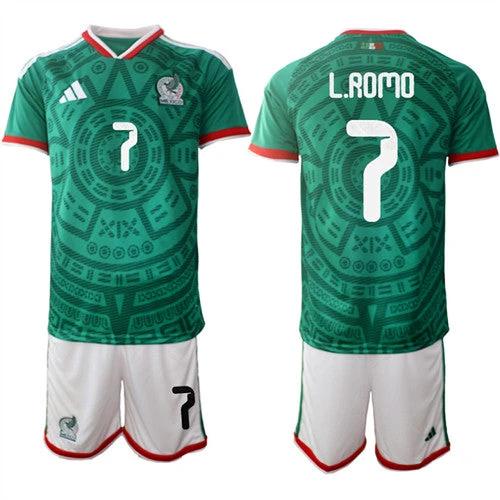 Mexico #7 L.ROMO Jersey National Team x World Cup 2026 Home Green On Field Soccer by Soccer Jersey