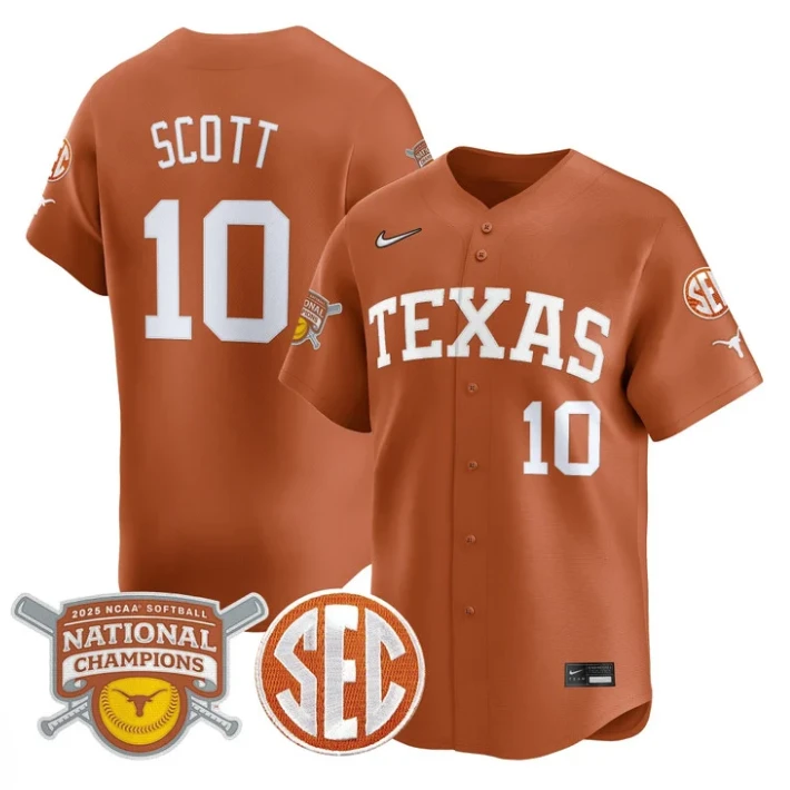 Mia Scott Jersey #10 Texas Longhorns 2025 National Champions Orange by My Store