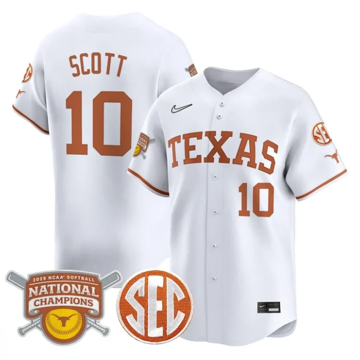 Mia Scott Jersey #10 Texas Longhorns 2025 National Champions White by My Store