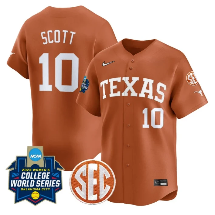 Mia Scott Jersey #10 Texas Longhorns 2025 World Series Stitched Orange by My Store