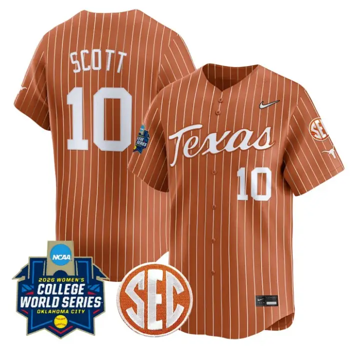 Mia Scott Jersey #10 Texas Softball 2026 World Series Stitched by My Store