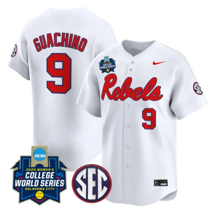 Miali Guachino Jersey #9 Ole Miss Rebels Softball 2025 World Series White by My Store