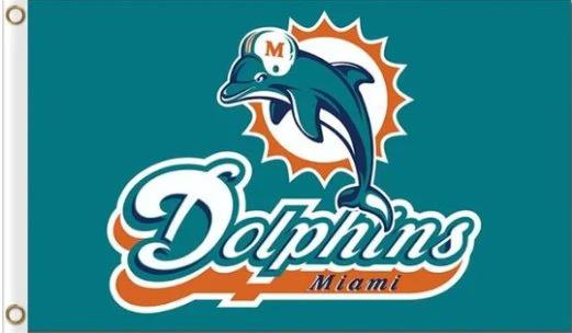 Miami Dolphins Flag 3X5 Ft Polyester Banner USA 90x150cm by flagsjustdoit
