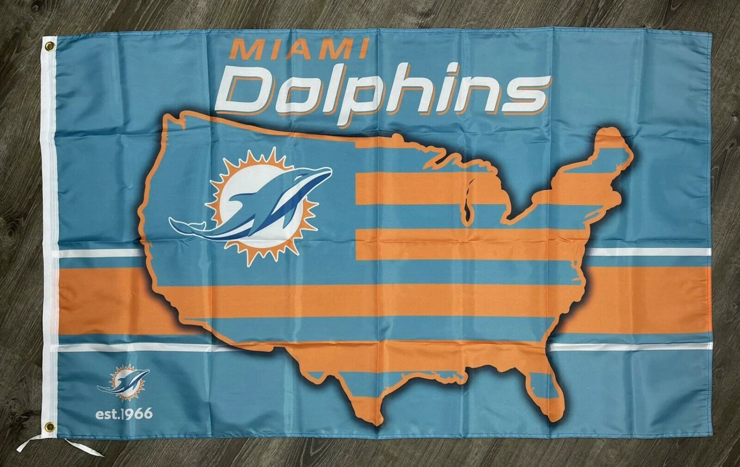 Miami Dolphins Flag 3x5 ft Sports Football Banner Man-Cave Garage by flagsjustdoit