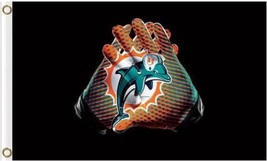 Miami Dolphins Gloves Flag 3X5 Ft Polyester Banner USA 90x150cm by flagsjustdoit