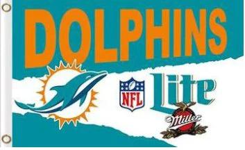 Miami Dolphins Lite Flag 3X5 Ft Polyester Banner USA 90x150cm by flagsjustdoit