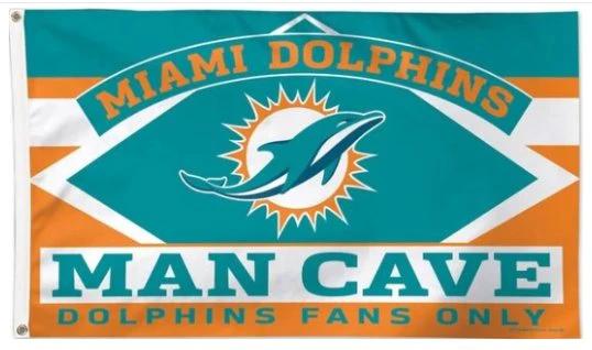 Miami Dolphins Man Cave Flag 3X5 Ft Polyester Banner USA 90x150cm by flagsjustdoit
