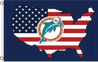 Miami Dolphins Team US Flag 3X5 Ft Polyester Banner USA 90x150cm by flagsjustdoit