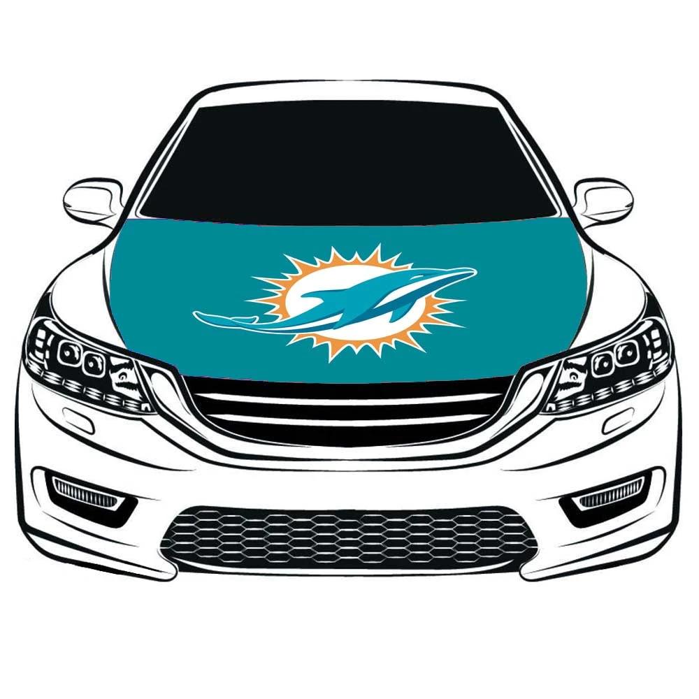 NFL Miami Dolphins Flag，Car Hood Cover Flag , Engine Banner Miami Dolphins Flags,3.3X5ft/6X7FT,100% Polyester Elastic Fabrics Can be Washed by flagsshop