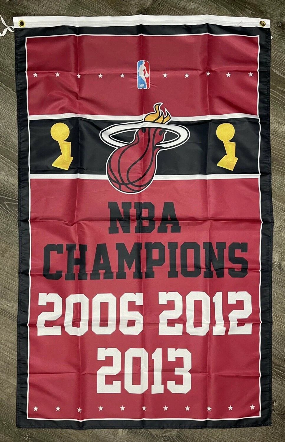 Miami Heat Championship Flag Vertical 3x5 ft Sports Banner Man-Cave Basketball Garage by flagsjustdoit