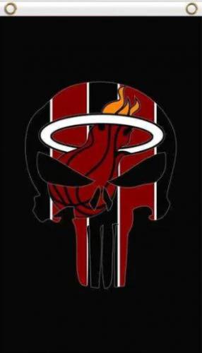 Miami Heat Skull Flag 3X5Ft Polyester Banner USA Digital Print by flagsjustdoit