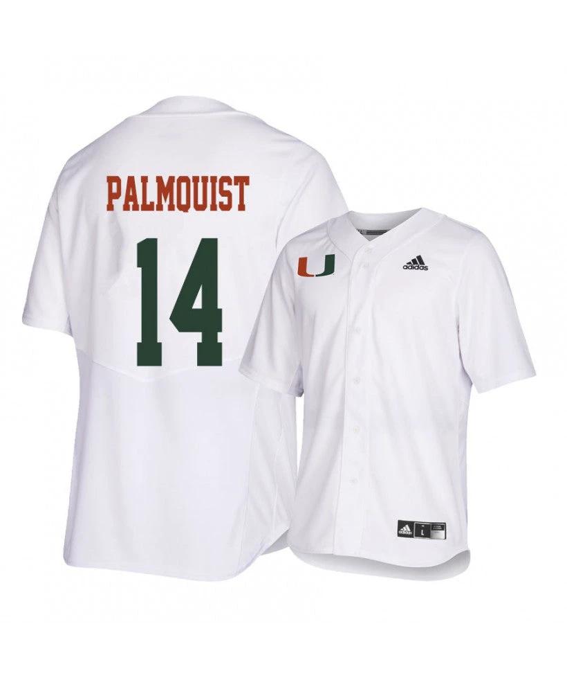 Miami Hurricanes 14 Carson Palmquist White College Baseball Jersey by My Store
