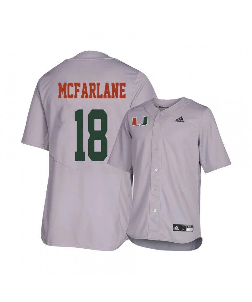 Miami Hurricanes 18 Alex Mcfarlane Gray College Baseball Jersey by My Store
