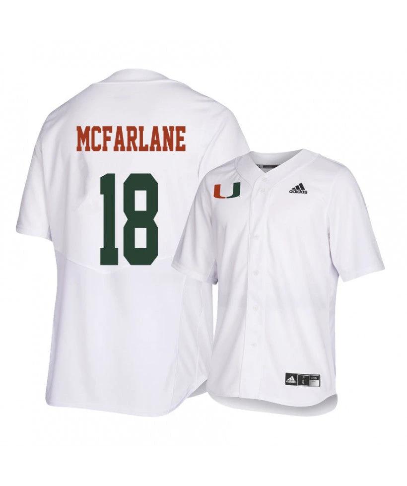 Miami Hurricanes 18 Alex Mcfarlane White College Baseball Jersey by My Store