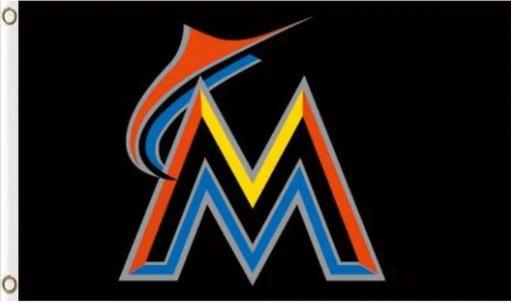 Miami Marlins Americana flag 3X5Ft Banner USA Polyester with Brass Grommets by flagsjustdoit