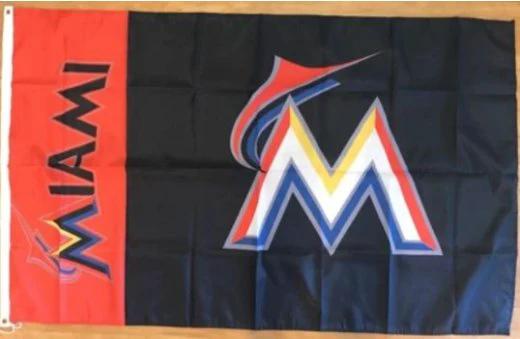 Miami Marlins Baseball flag 3X5Ft Banner USA Polyester with Brass Grommets by flagsjustdoit