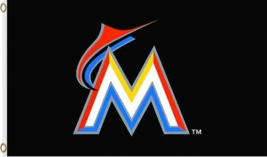 Miami Marlins Black flag 3X5Ft Banner USA Polyester with Brass Grommets by flagsjustdoit