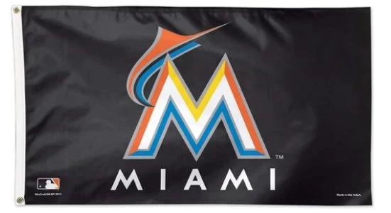 Miami Marlins Black flag 3X5Ft Banner USA Polyester with Brass Grommets A by flagsjustdoit