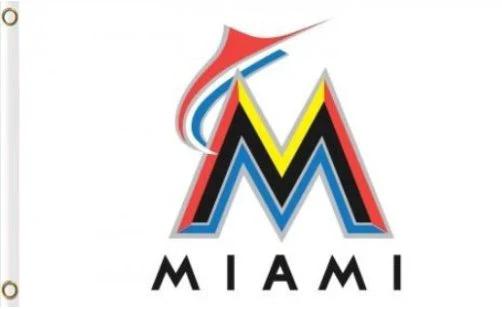 Miami Marlins White US flag 3X5Ft Banner USA Polyester with Brass Grommets by flagsjustdoit