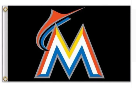 Miami Marlins Flag-3x5 FT Banner-100% polyester-2 Metal Grommets by flagsshop