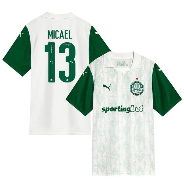 Micael #13 Palmeiras 2025-26 Away Match Jersey – White by Soccer Jersey