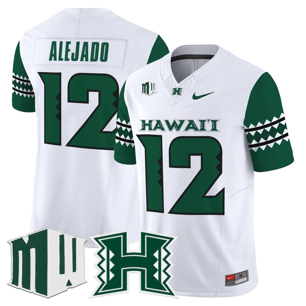 Micah Alejado Jersey #12 Hawai'i Rainbow Warriors 2025 Vapor Stitched White by My Store NCAA Football Jerseys