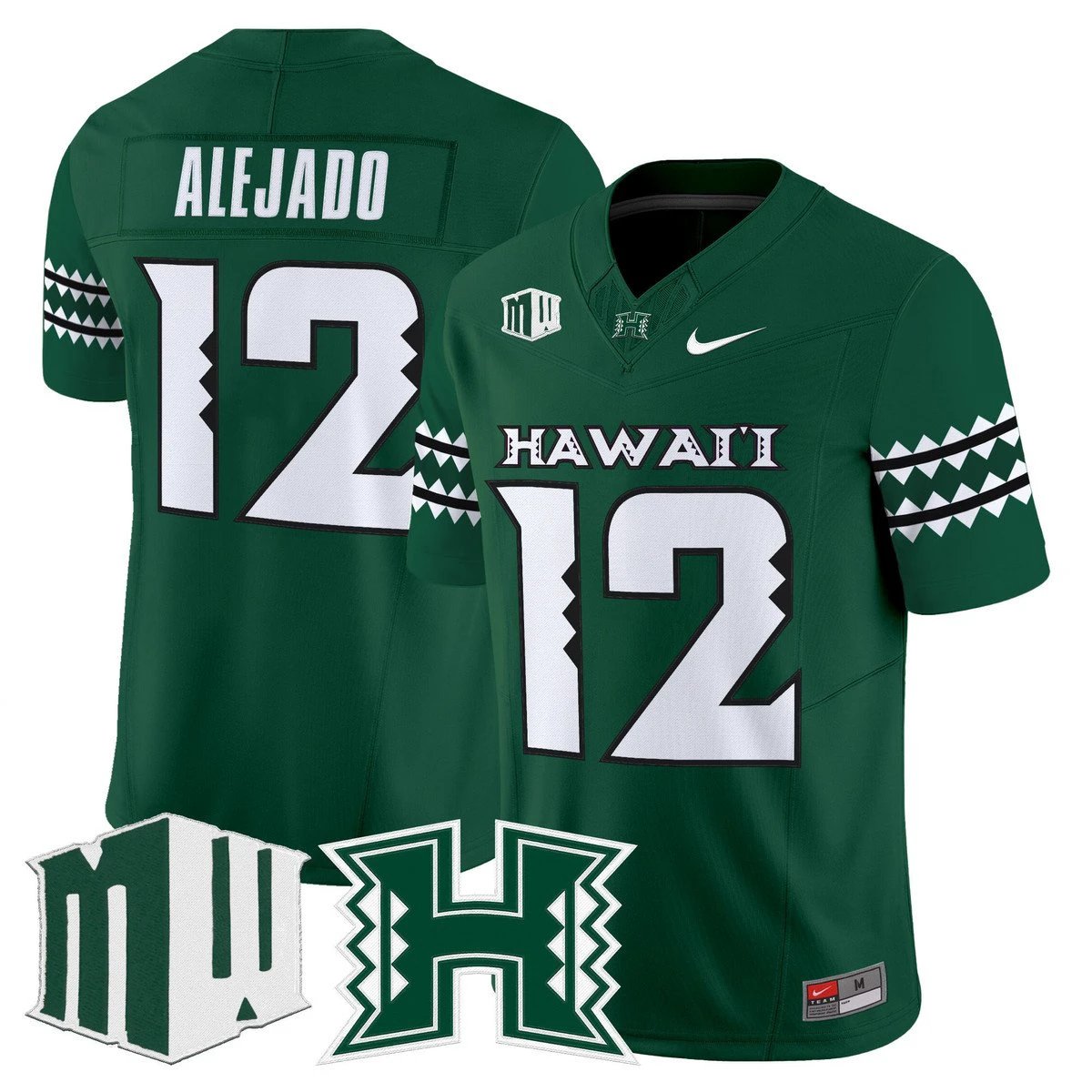 Micah Alejado Jersey #12 Hawai'i Rainbow Warriors 2025 Vapor Stitched Green by My Store NCAA Football Jerseys