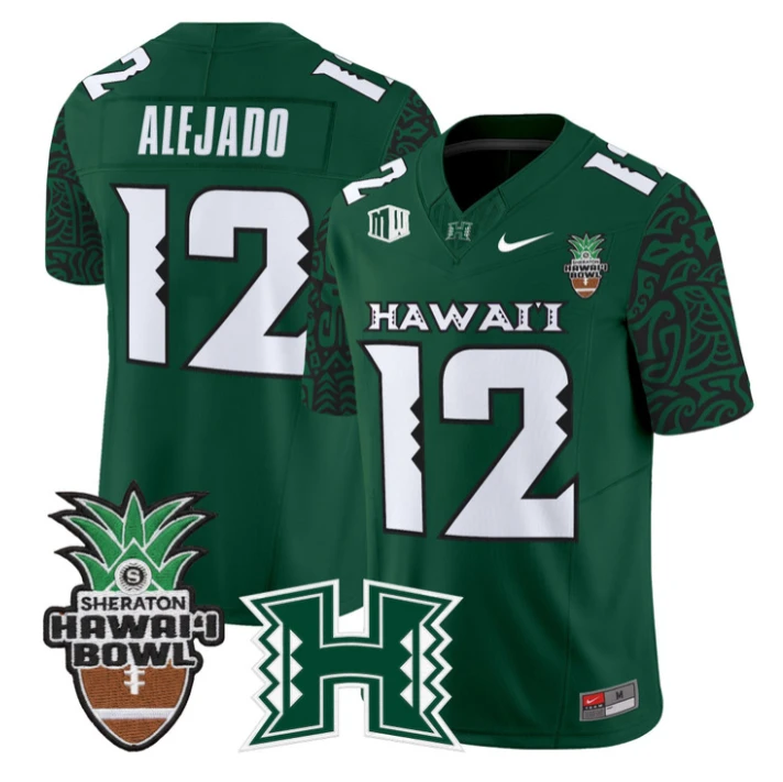 Micah Alejado Jersey #12 Hawai'i Rainbow 2025 Hawai'i Bowl Stitched Black Limited by My Store NCAA Football Jerseys