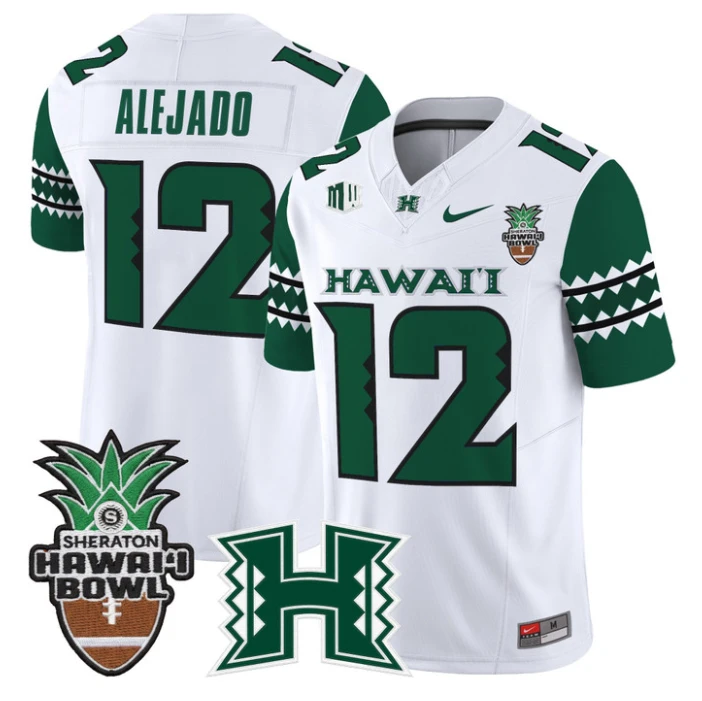 Micah Alejado Jersey #12 Hawai'i Rainbow 2025 Hawai'i Bowl Stitched by My Store NCAA Football Jerseys