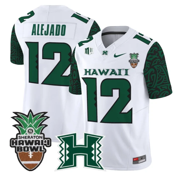 Micah Alejado Jersey #12 Hawai'i Rainbow 2025 Hawai'i Bowl Stitched Black Limited by My Store NCAA Football Jerseys