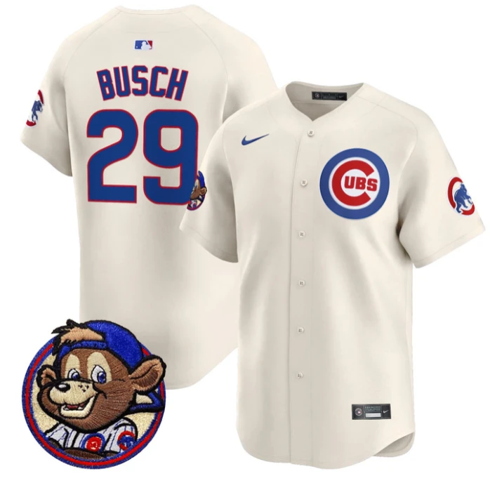 Michael Busch Jersey #29 Chicago Cubs Clark Patch Vapor Premier Limited Stitched Cream by My Store