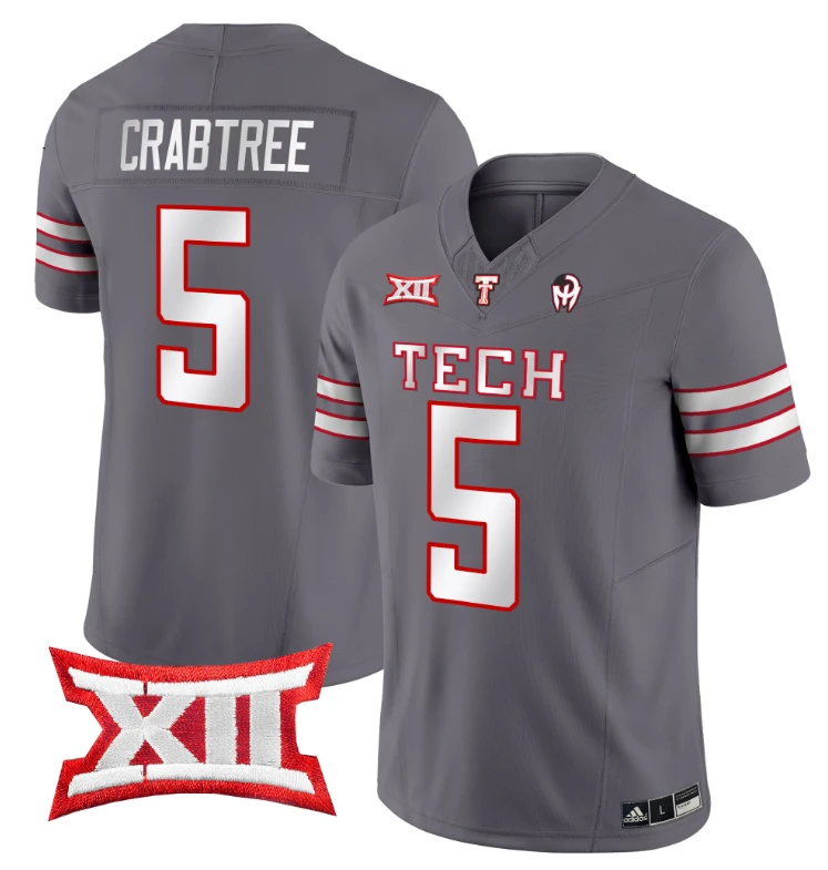 Michael Crabtree Jersey #5 Texas Tech Red Raiders Vapor Limited Football Grey by My Store