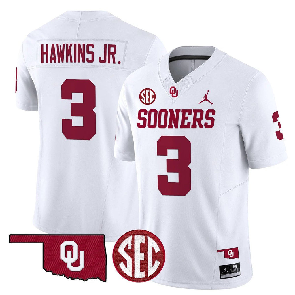 Michael Hawkins Jr Jersey #3 Oklahoma Sooners 2025 Limited Stitched White by My Store NCAA Football Jerseys