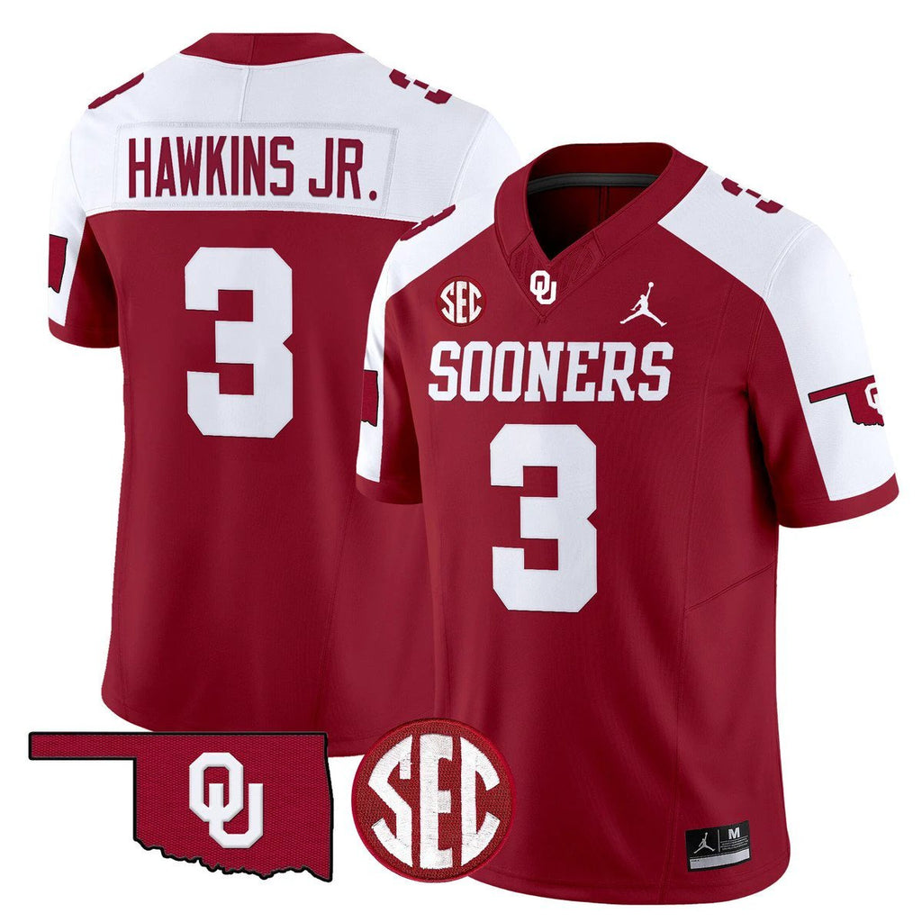 Michael Hawkins Jr Jersey #3 Oklahoma Sooners 2025 Limited Stitched Alternate by My Store NCAA Football Jerseys