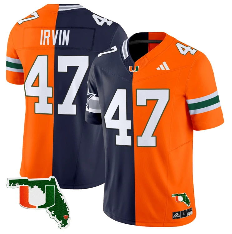 Michael Irvin Jersey #47 Miami Hurricanes Split Vapor Limited Football Stitched by NCAA Football Jersey