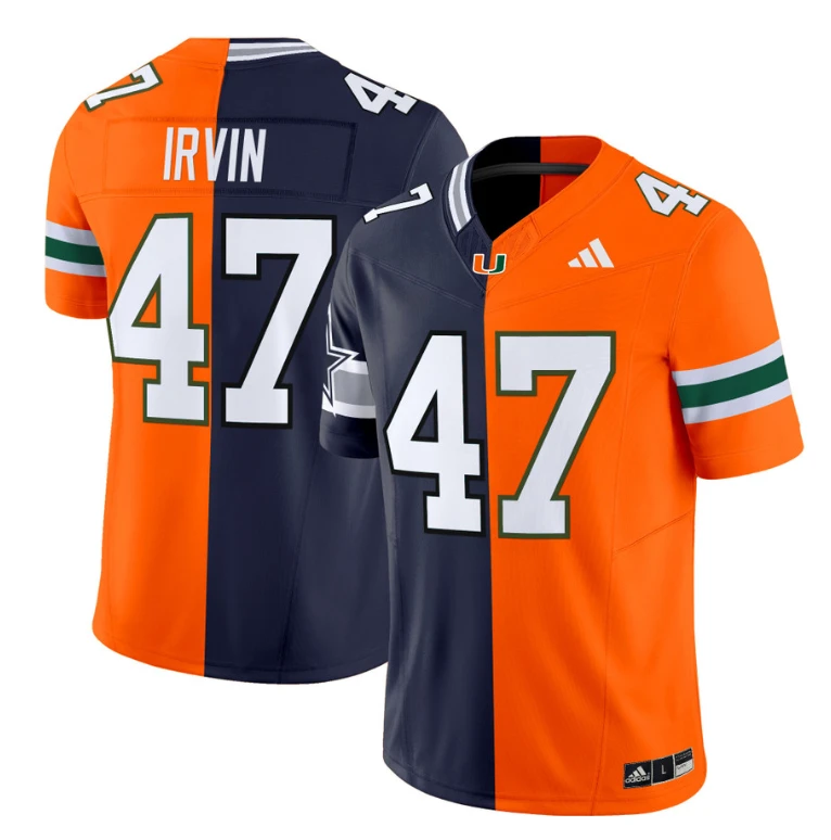 Michael Irvin Jersey #47 Miami Hurricanes Split Vapor Limited V2 Football Stitched by NCAA Football Jersey