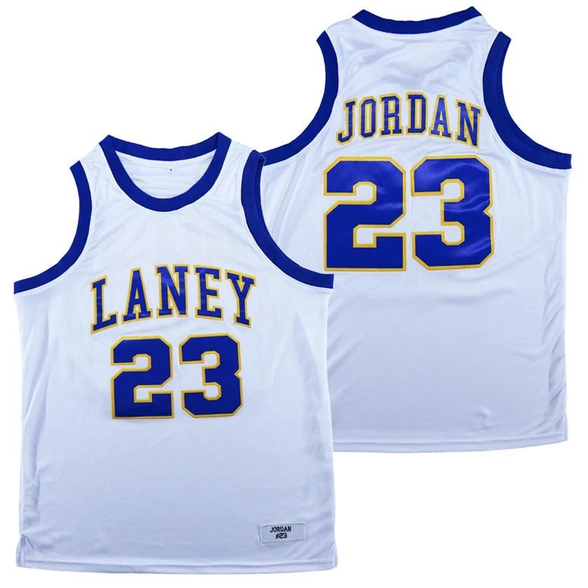 Michael Jordan #23 Laney Movie Basketball Jersey White by My store basketball