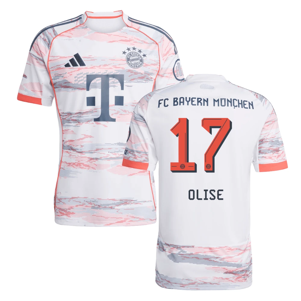 Michael Olise #17 Bayern Munich 2025-26 Away Men Jersey – White by Soccer Jersey