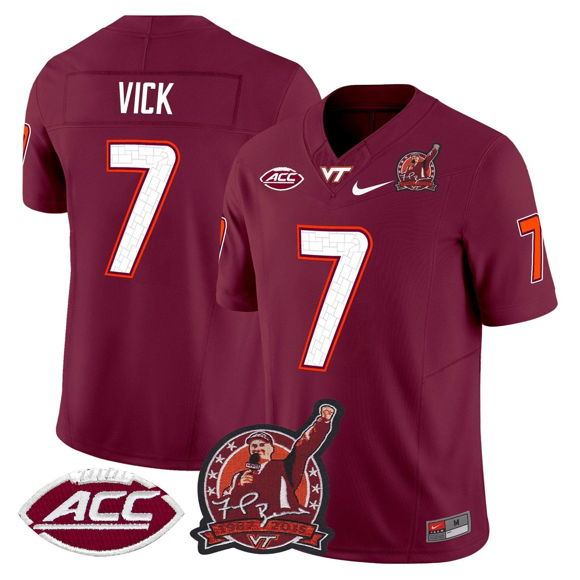 Michael Vick Jersey #7 Virginia Tech Hokies Coach Frank Beamer 2025 Maroon by My Store