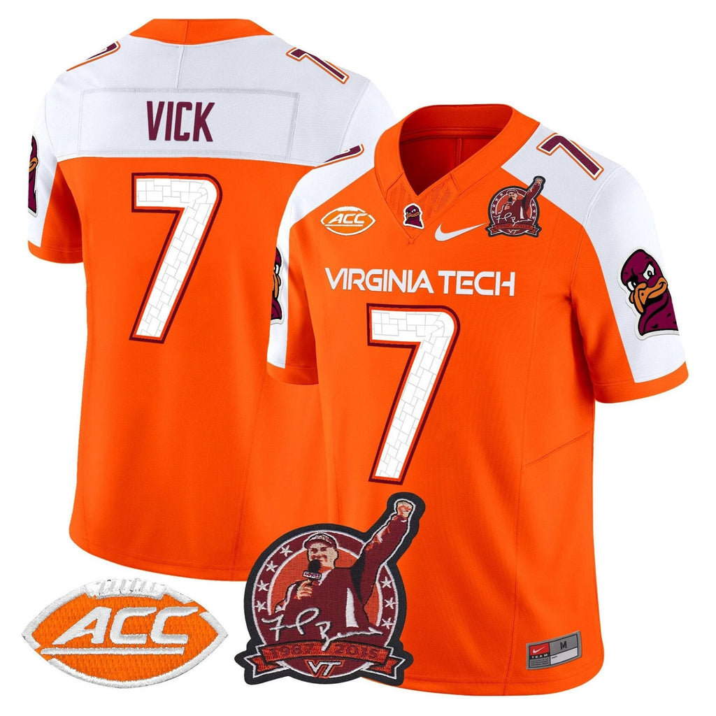 Michael Vick Jersey #7 Virginia Tech Hokies Coach Frank Beamer 2025 Orange ALter by My Store