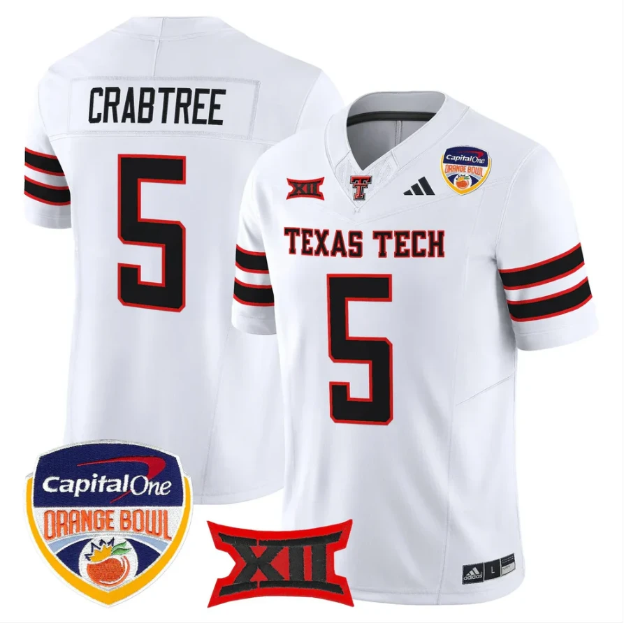 Michael Crabtree Jersey #5 Texas Tech 2025 Orange Bowl Patch V2 Stitched by My Store NCAA Football Jerseys