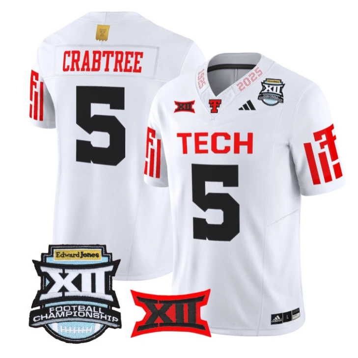 Michael Crabtree Jersey #5 Texas Tech Red Raiders 2025 Big 12 Championship by My Store NCAA Football Jerseys