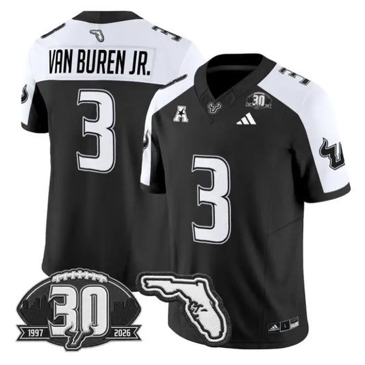 Michael Van Buren Jr Jersey #3 South Florida Bulls 30th Patch Stitched by My Store NCAA Football Jerseys